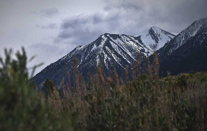 View of snow-covered Jobs Peak from Carson Valley