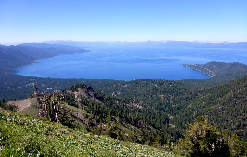 Morning view of Crystal Bay from the Tahoe Rim Trail
