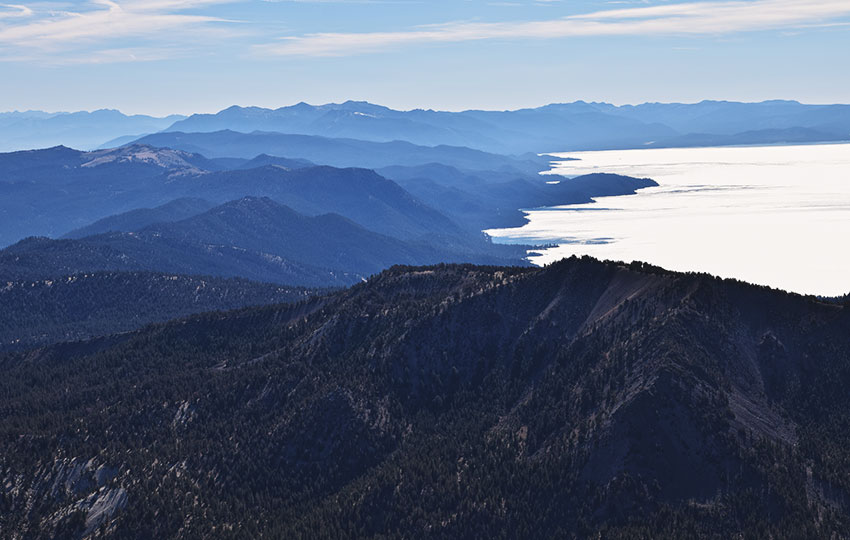 Mountains of layers of blue