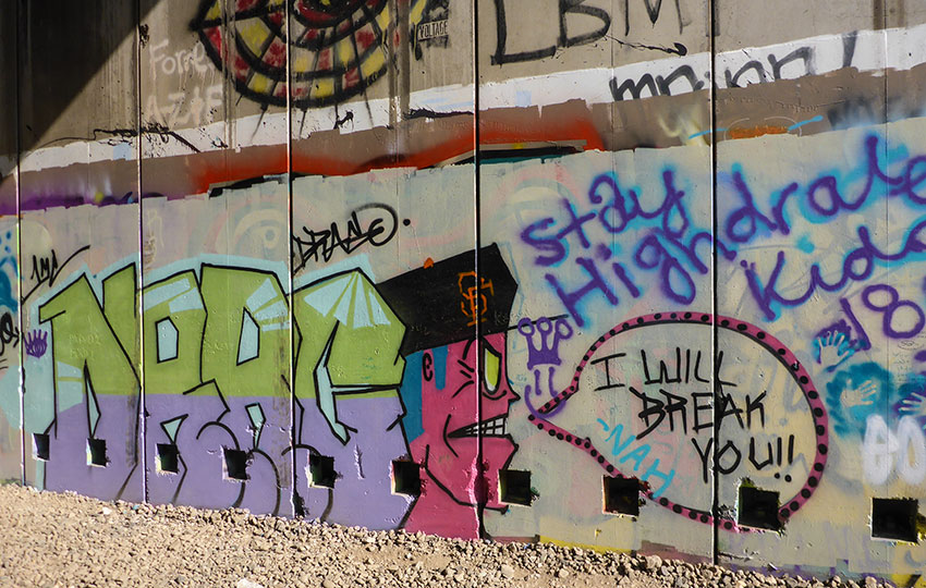 Graffiti art on the walls of train tunnels in Truckee, CA