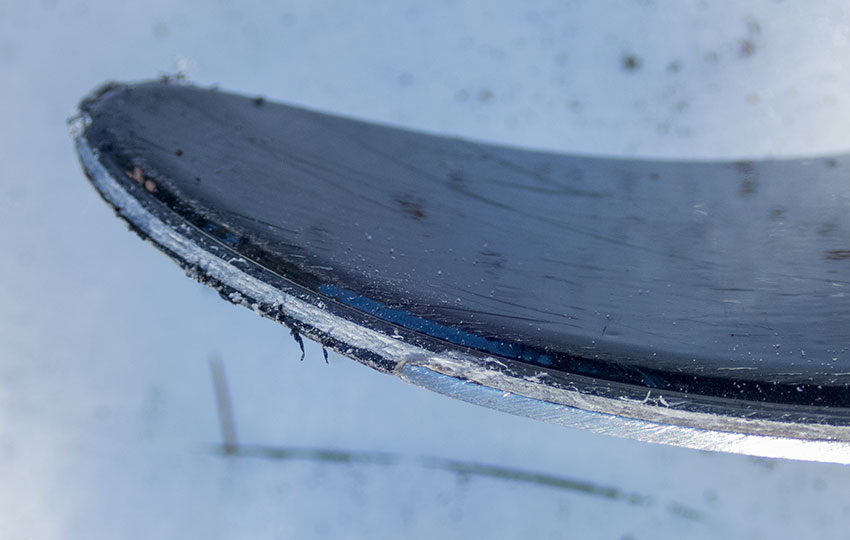 partial metal edge of a backcountry cross-country ski