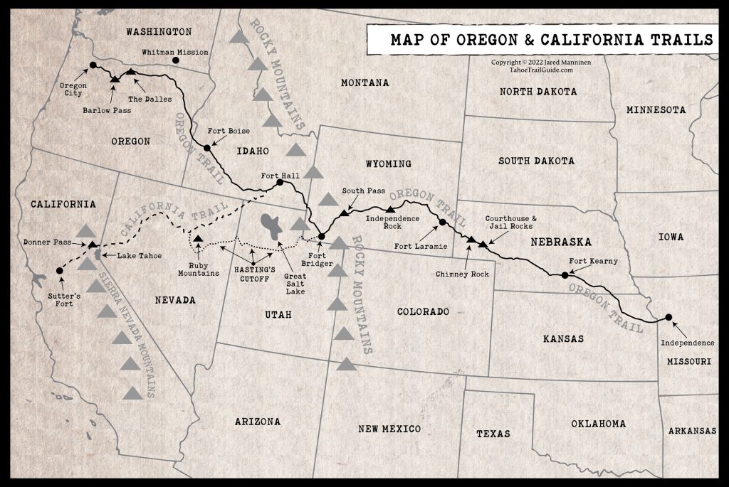 Map of Oregon and California Trails